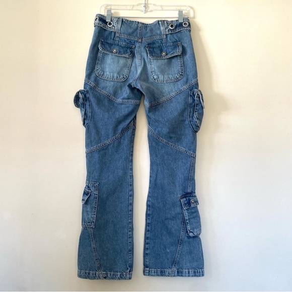 Free People We the Free Call Me Crazy Cargo Flare Mid Rise Jeans Size 25 - Picture 6 of 7